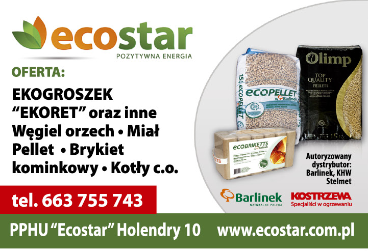P.P.H.U. „Ecostar” Holendry Kotły C.O. / Brykiet Kominkowy / Ekogroszek / Węgiel Orzech / Pellet