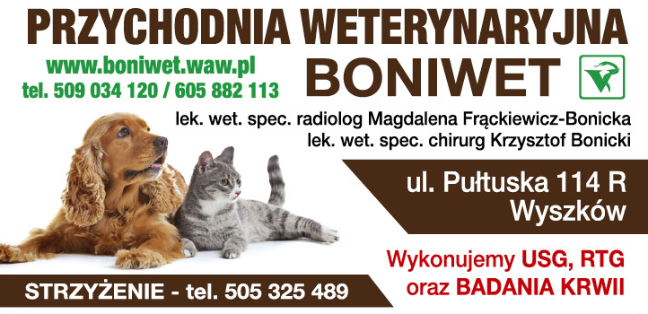 BONIWET Przychodnia Weterynaryjna Wyszków USG / RTG / Badania Krwi / Strzyżenie