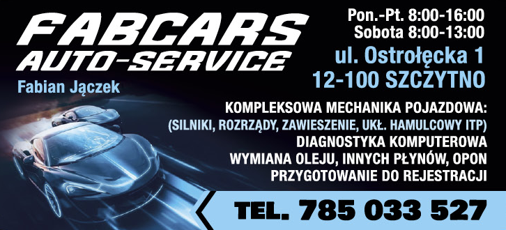 FABCARS Fabian Jączek Szczytno Kompleksowa Mechanika Pojazdowa 