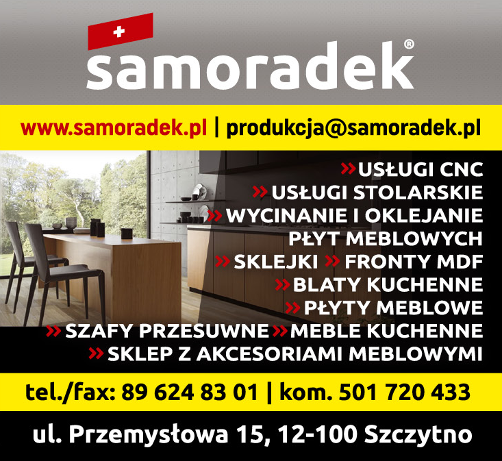 SAMORADEK Szczytno Usługi CNC / Usługi Stolarskie / Wycinanie i Oklejanie Płyt Meblowych / Sklejki 