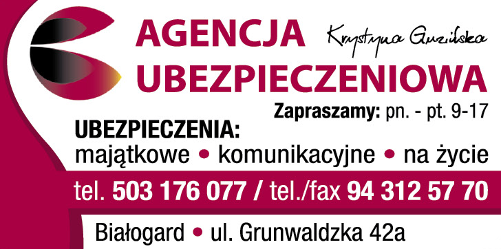 AGENCJA UBEZPIECZENIOWA Krystyna Guzińska Białogard Ubezpieczenia Majątkowe, Komunikacyjne, Na Życie