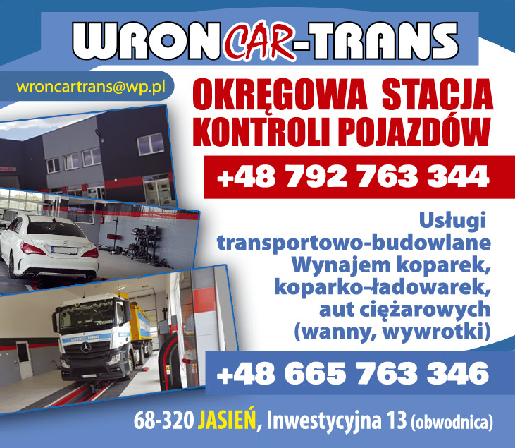 WRONCAR-TRANS Jasień Okręgowa Stacja Kontroli Pojazdów / Usługi Transportowo-Budowlane