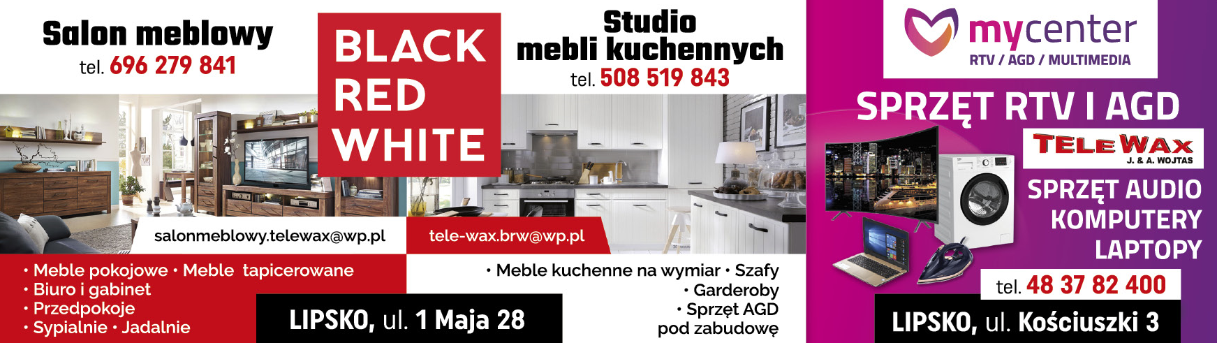 TELE-WAX J. & A. WOJTAS Lipsko | BLACK RED WHITE Salon Meblowy | MYCENTER Sprzęt RTV I AGD