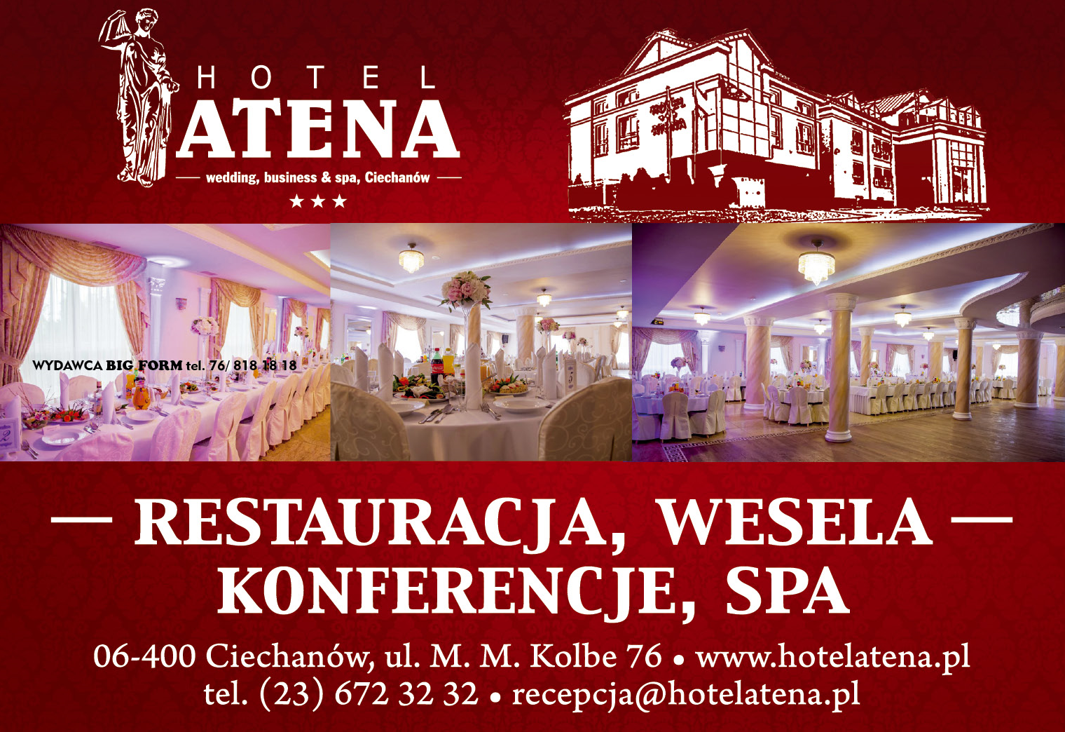 HOTEL ATENA *** Ciechanów Restauracja / Wesela / Konferencje / Spa