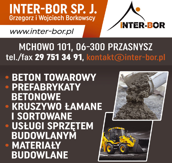 INTER-BOR SP.J. Grzegorz i Wojciech Borkowscy Mchowo Materiały Budowlane / Prefabrykaty Betonowe