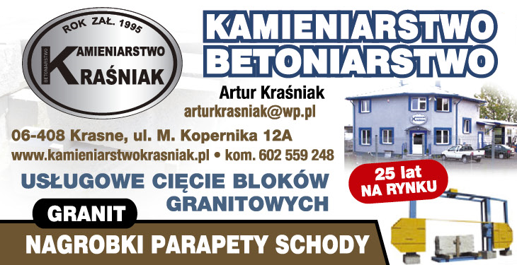 USŁUGI BETONIARSKO-KAMIENIARSKIE Artur Kraśniak Krasne Nagrobki / Parapety / Schody