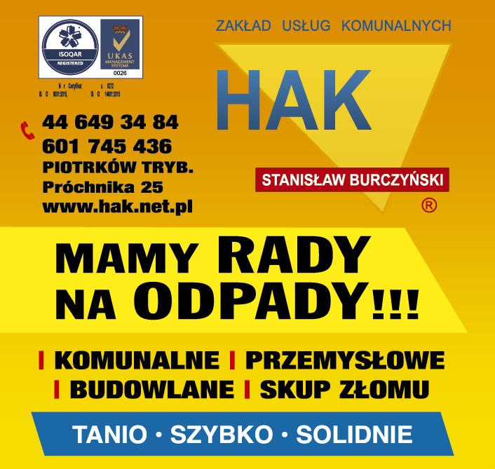 Zakład Usług Komunalnych „HAK” Stanisław Burczyński Piotrków Trybunalski Tanio / Szybko / Solidnie
