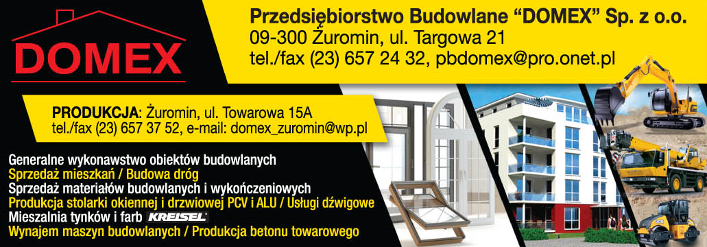 Przedsiębiorstwo Budowlane "DOMEX" Sp. z o.o. Żuromin Generalne Wykonawstwo Obiektów Budowlanych