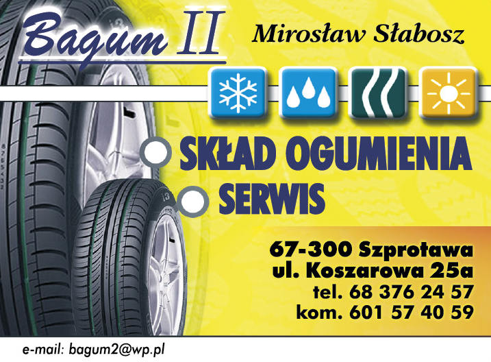 BAGUM II Mirosław Słabosz Szprotawa Skład Ogumienia / Serwis