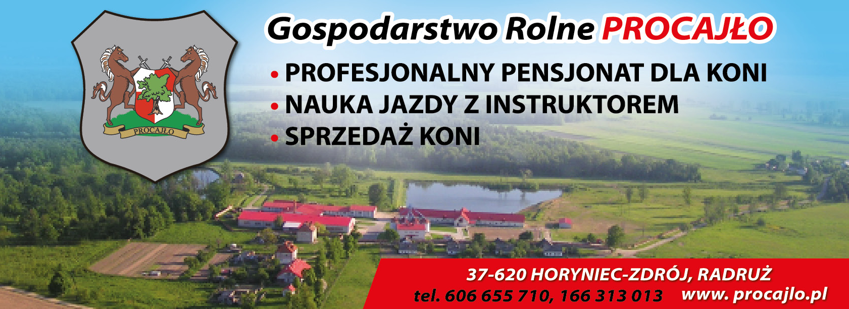 PROCAJŁO Gospodarstwo Rolne Radruż Pensjonat Dla Koni / Nauka Jazdy z Instruktorem / Sprzedaż Koni