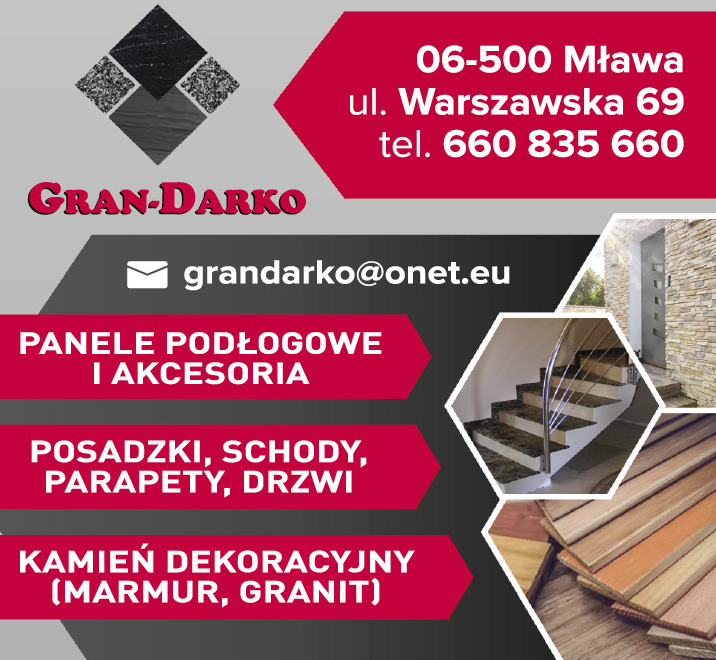 GRAN-DARKO Mława Panele Podłogowe i Akcesoria / Posadzki / Schody / Parapety / Drzwi