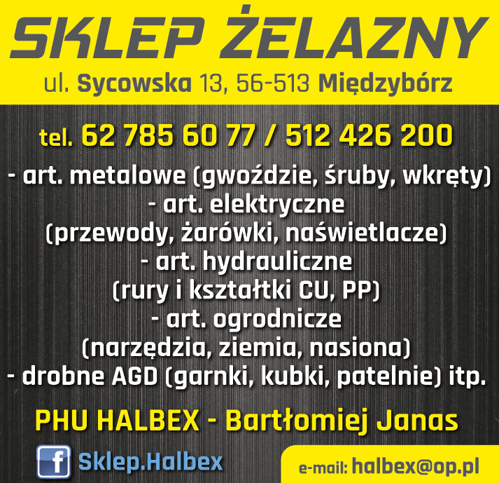 PHU HALBEX - Bartłomiej Janas Międzybórz Art. Metalowe / Art. Elektryczne / Art. Hydrauliczne