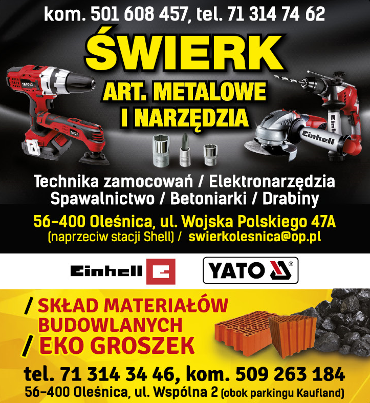 ŚWIERK s.c. Oleśnica Art. Metalowe, Narzędzia, Elektronarzędzia | Skład Materiałów Budowlanych