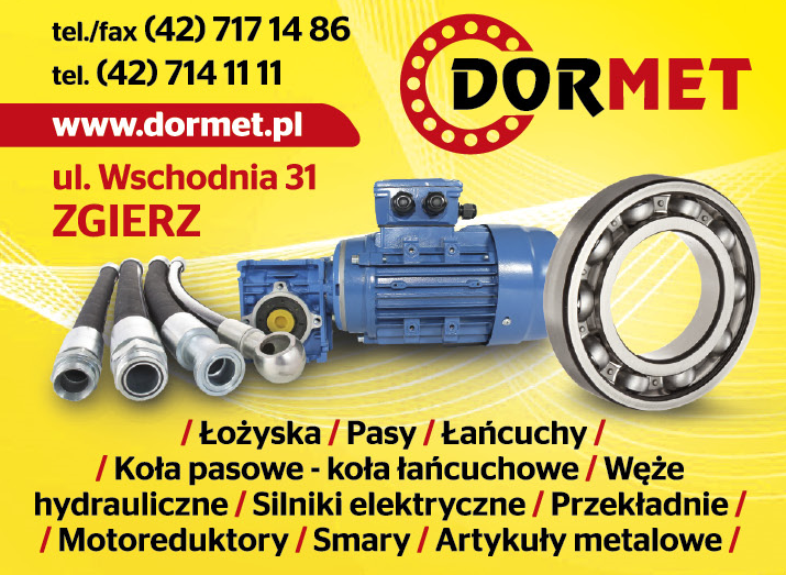DORMET Sp. z o.o. sp.k. Zgierz Łożyska / Pasy / Łańcuchy / Przekładnie / Silniki Elektryczne / Smary