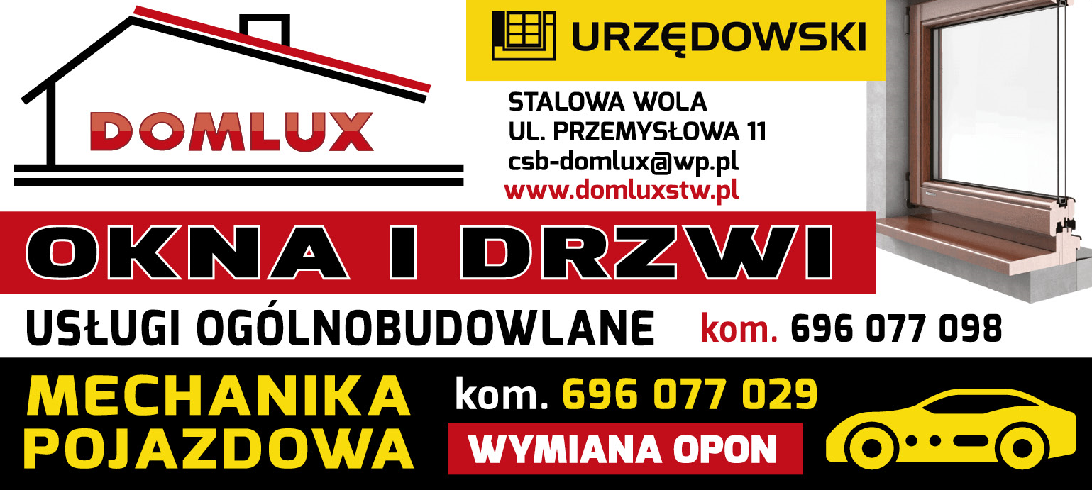 DOMLUX Stalowa Wola Okna i Drzwi / Usługi Ogólnobudowlane / Mechanika Pojazdowa / Wymiana Opon