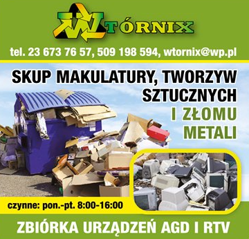 WTÓRNIX Sp. z o.o. Ciechanów Skup Makulatury, Tworzyw Sztucznych i Złomu Metali