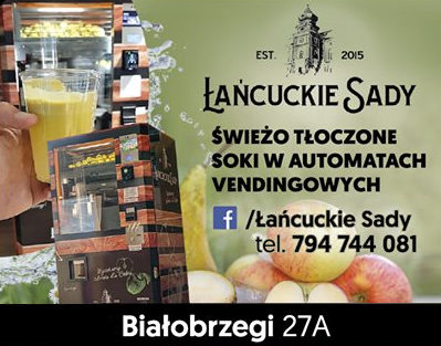 Łańcuckie Sady Białobrzegi Świeżo Tłoczone Soki w Automatach Vendingowych
