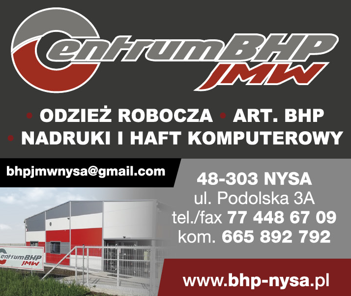 CENTRUM BHP JMW Sp. J. Nysa Odzież Robocza / Art. BHP / Nadruki i Haft Komputerowy