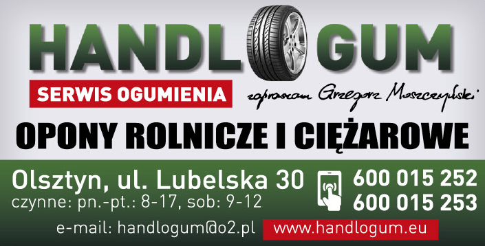 HANDLOGUM Grzegorz Moszczyński Olsztyn Serwis Ogumienia / Opony Rolnicze i Ciężarowe