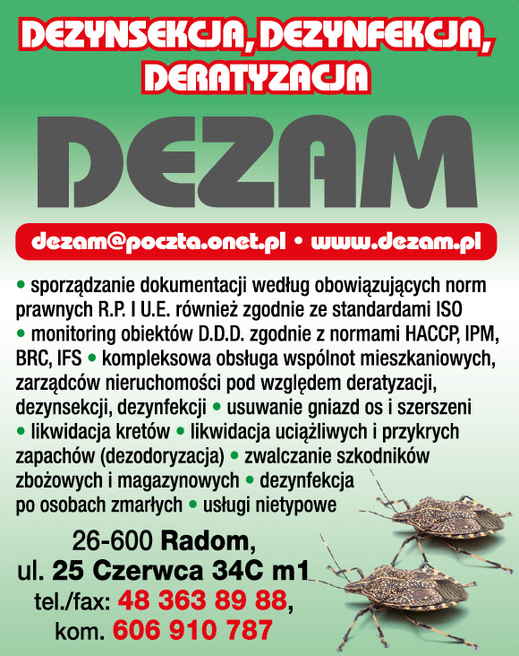 D.D.D. DEZAM Radom Dezynsekcja / Dezynfekcja / Deratyzacja