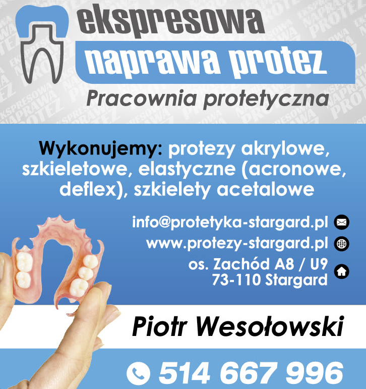 Pracownia Protetyczna Piotr Wesołowski Stargard Protezy Akrylowe, Szkieletowe, Elastyczne / Naprawa