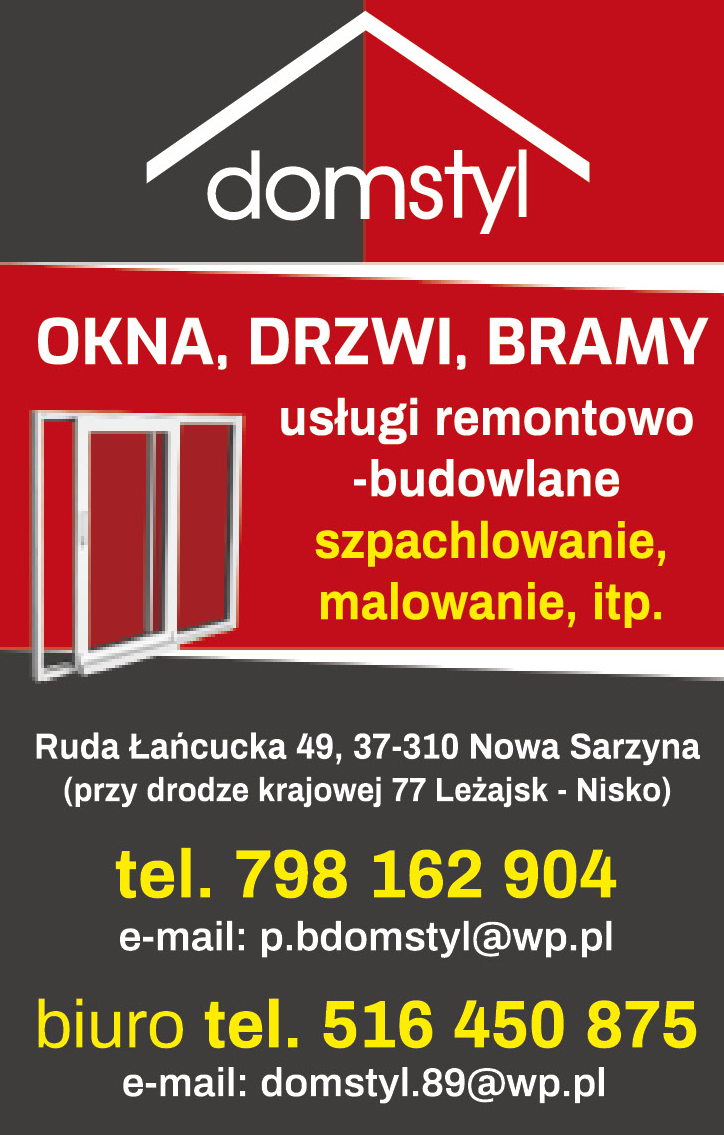 DOMSTYL Ruda Łańcucka Okna / Drzwi / Bramy / Usługi Remontowo-Budowlane