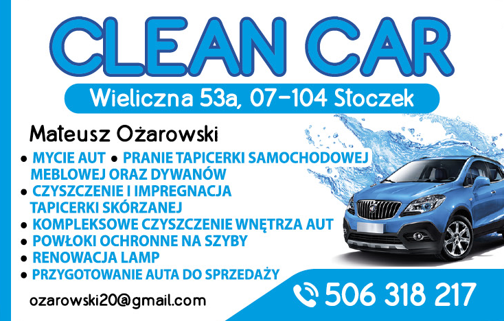 CLEAN CAR Mateusz Ożarowski Wieliczna Mycie Aut / Pranie Tapicerki Samochodowej / Renowacja Lamp