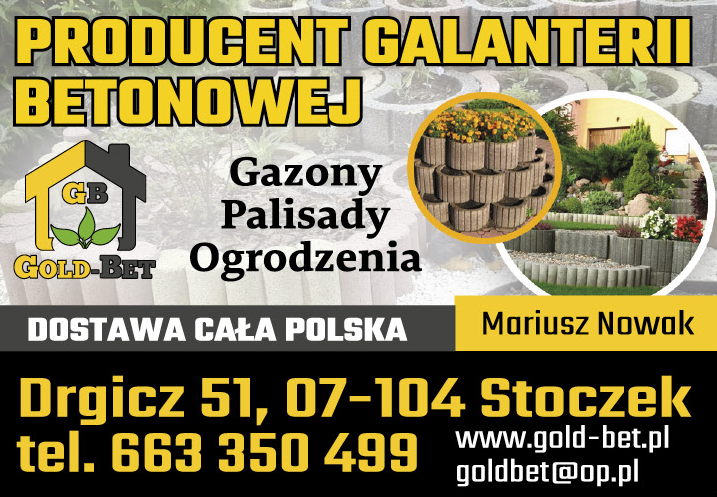 GOLD-BET Mariusz Nowak Drgicz Producent Galanterii Betonowej - Gazony / Palisady / Ogrodzenia