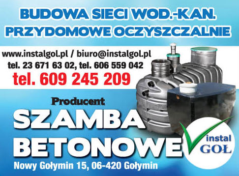 FHU INSTAL-GOŁ Gołymin Producent Szamb Betonowych