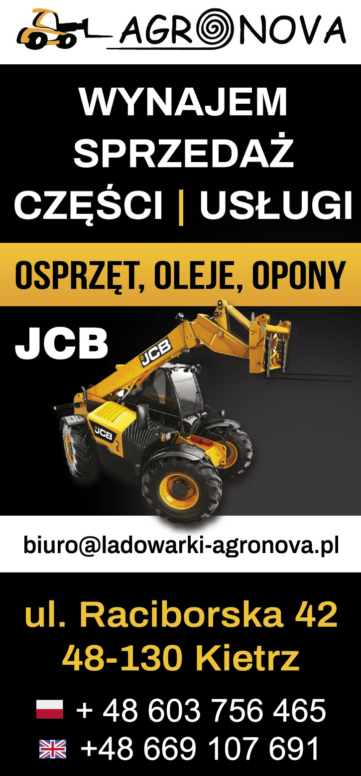 AGRONOVA Urszula Dobuch Kietrz Osprzęt / Oleje / Opony / JCB