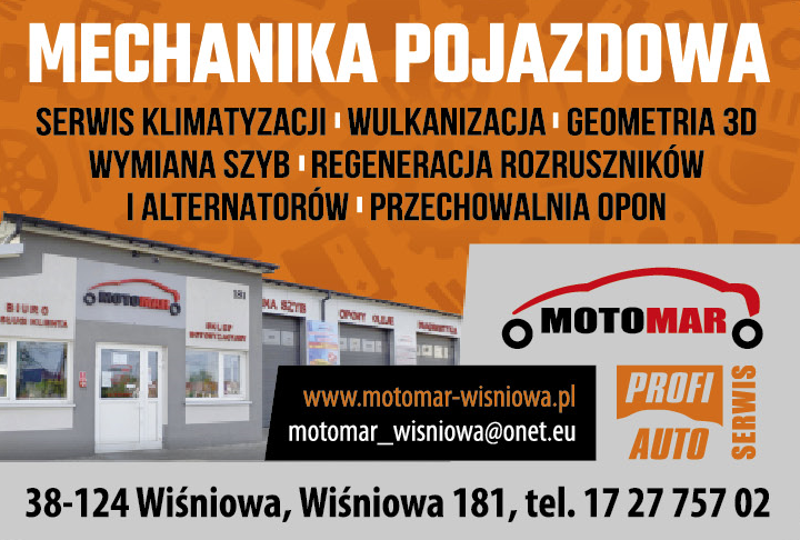MOTOMAR Wiśniowa Mechanika Pojazdowa / Serwis Klimatyzacji / Geometria 3D / Wulkanizacja