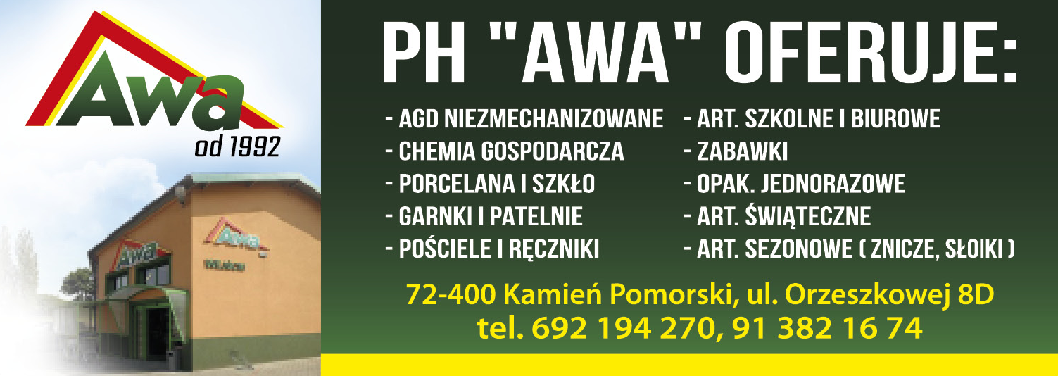 P.H. "AWA" Kamień Pomorski AGD Niezmechanizowane / Chemia Gospodarcza / Pościele, Ręczniki / Zabawki