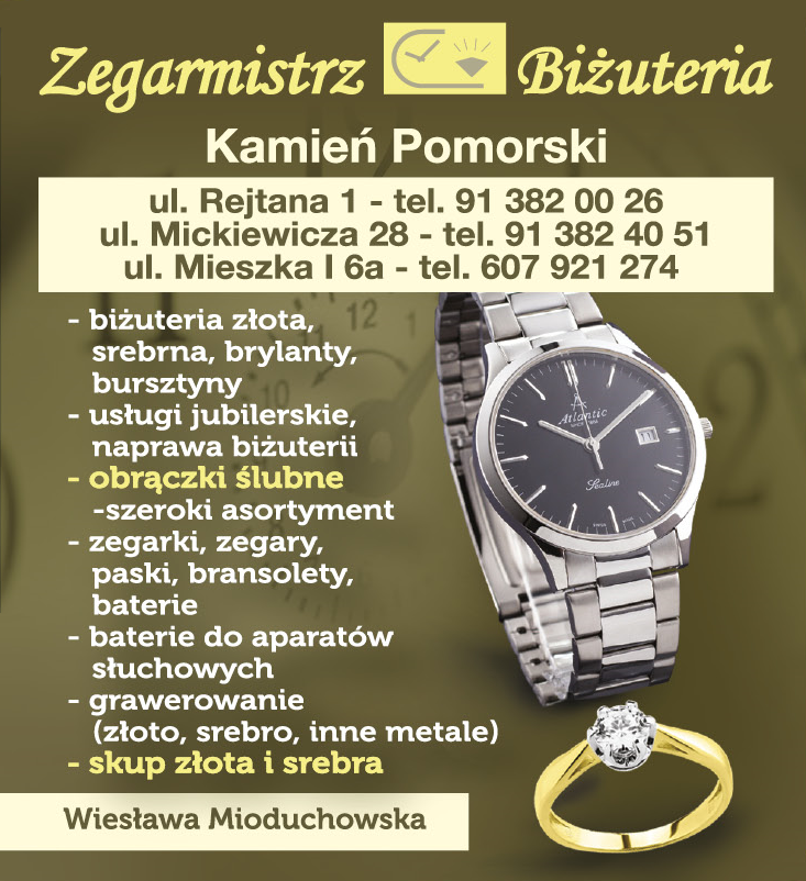 Firma Zegarmistrzowsko-Jubilerska Wiesława Mioduchowska Kamień Pomorski