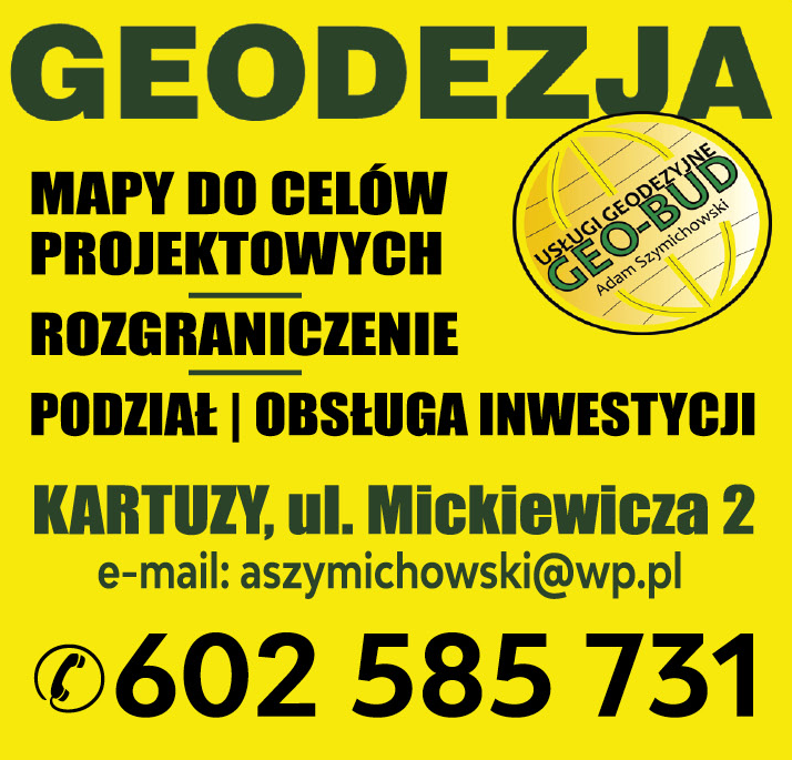 GEO-BUD Adam Szymichowski Kartuzy Geodezja / Mapy Do Celów Projektowych / Rozgraniczenie / Podział