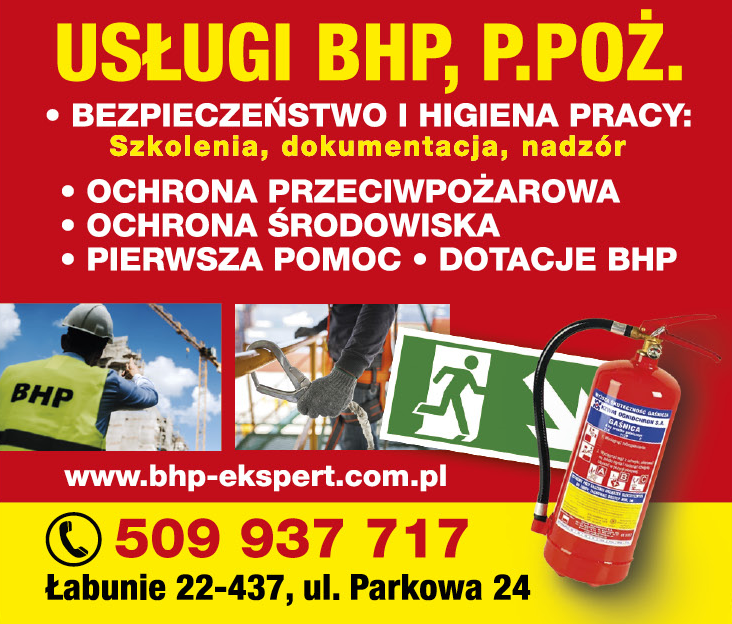 BHP EKSPERT Łabunie Usługi BHP, P.POŻ / Ochrona Przeciwpożarowa / Pierwsza Pomoc / Dotacje BHP