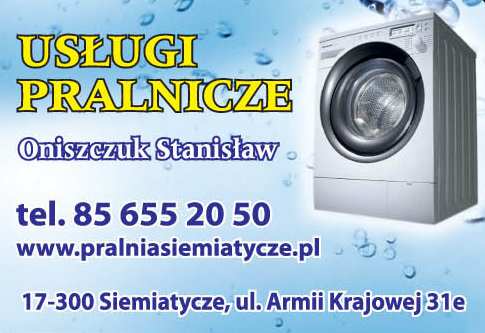USŁUGI PRALNICZE Oniszczuk Stanisław Siemiatycze 