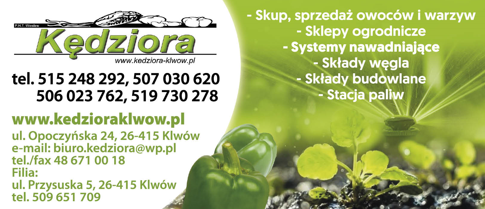 P.H.T. WIESŁAW KĘDZIORA Klwów Skup, Sprzedaż Owoców i Warzyw / Sklepy Ogrodnicze / Składy Budowlane