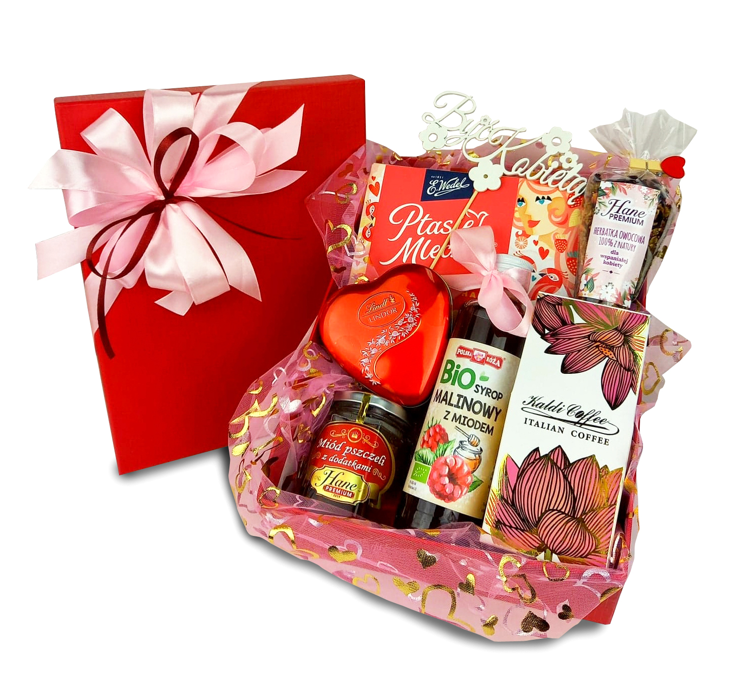 Ester-prezenty - kosze delikatesowe z kawą miodem herbatą WYSOKA JAKOŚĆ PRODUKTÓW
