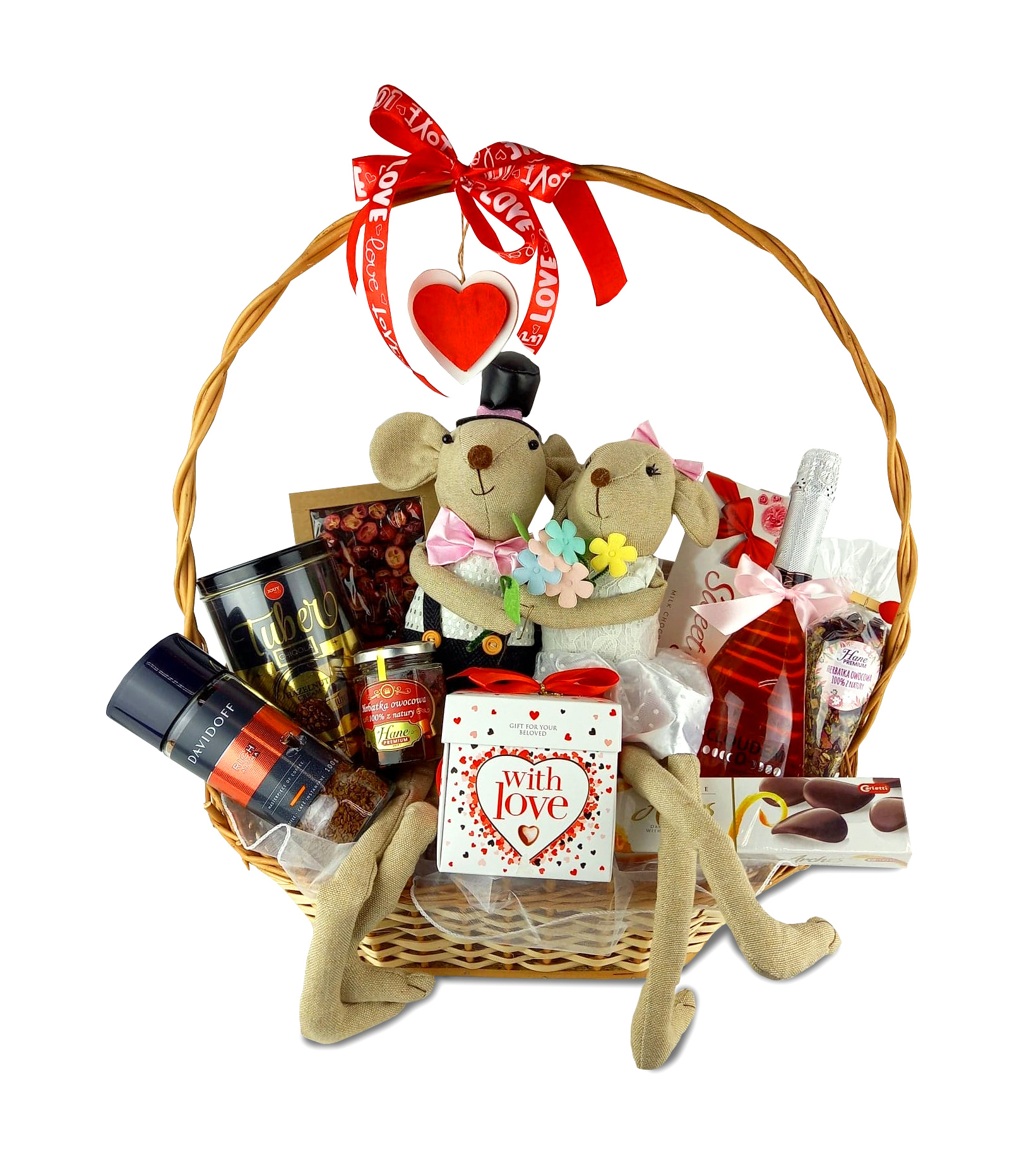 Ester-prezenty - kosze zestawy ślubne dla nowożeńców dla młodej pary