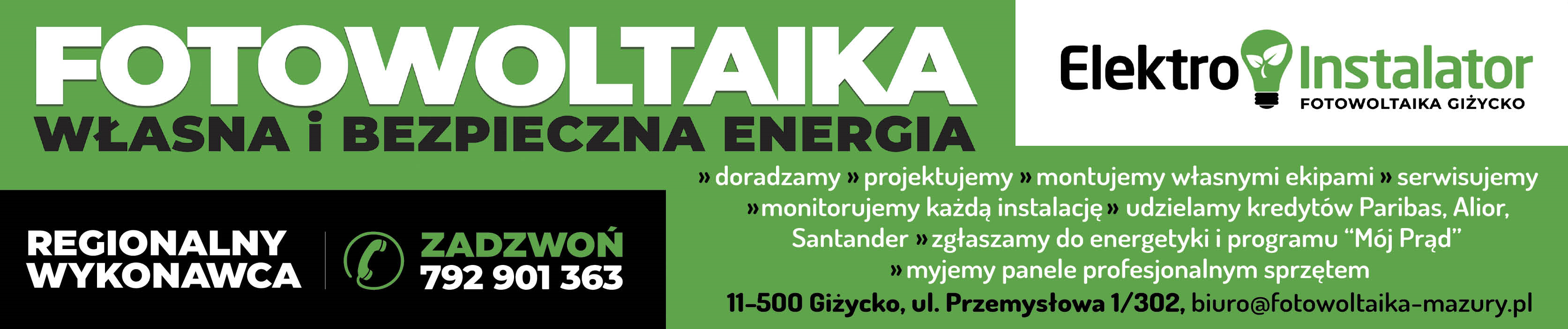 ELEKTRO-INSTALATOR Fotowoltaika Giżycko Regionalny Wykonawca
