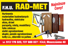 F.H.U.RAD-MET Kikół Hurtownia Materiałów Budowlanych i Wykończeniowych/Sprzedaż Detaliczna i Hurtowa