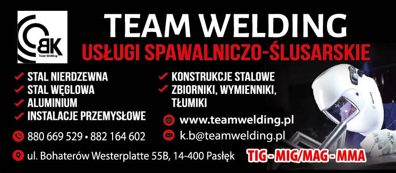 TEAM WELDING USŁUGI SPAWALNICZO-ŚLUSARSKIE S.C. Pasłęk 
