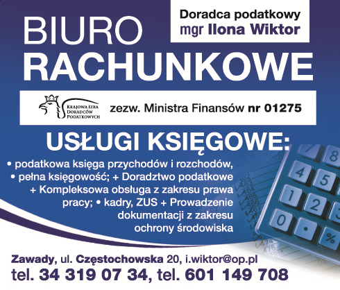 BIURO RACHUNKOWE Doradca Podatkowy mgr Ilona Wiktor Zawady Usługi Księgowe