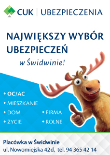 CUK UBEZPIECZENIA Świdwin  OC / AC / Mieszkanie / Dom / Życie / Firma / Rolne