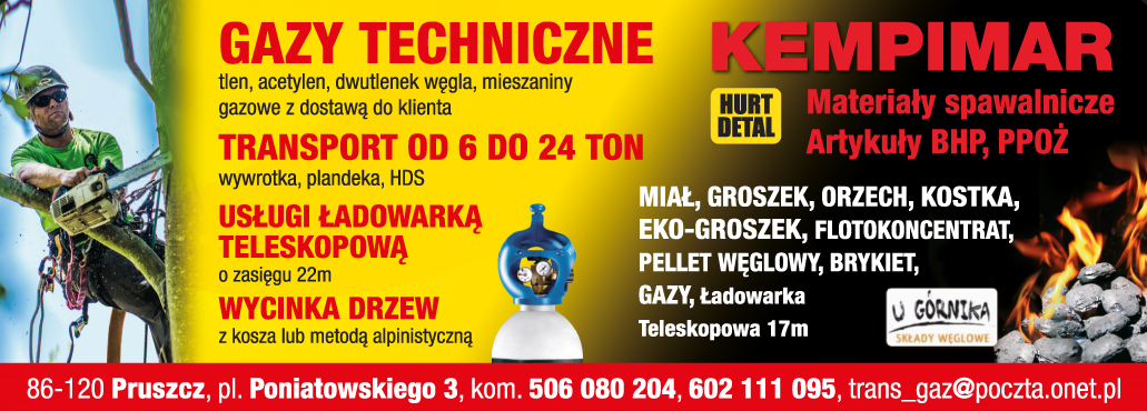 KEMPIMAR Dostawca Artykułów BHP Pruszcz Gazy Techniczne / Materiały Spawalnicze / Art. BHP i PPOŻ 